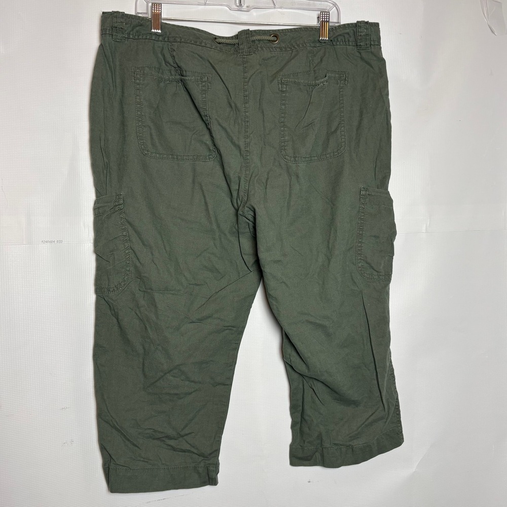 Old Navy Womens 18 Olive Green Linen Blend Mid-Rise Cargo Capri Pants Cropped - Picture 6 of 9